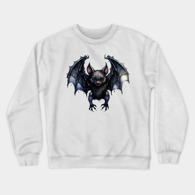 Halloween Goth Bat Crewneck Sweatshirt by Chromatic Fusion Studio